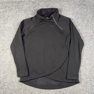 Athleta Sweatshirt Womens Medium Black Cozy Karma Asym Pullover Thumbholes